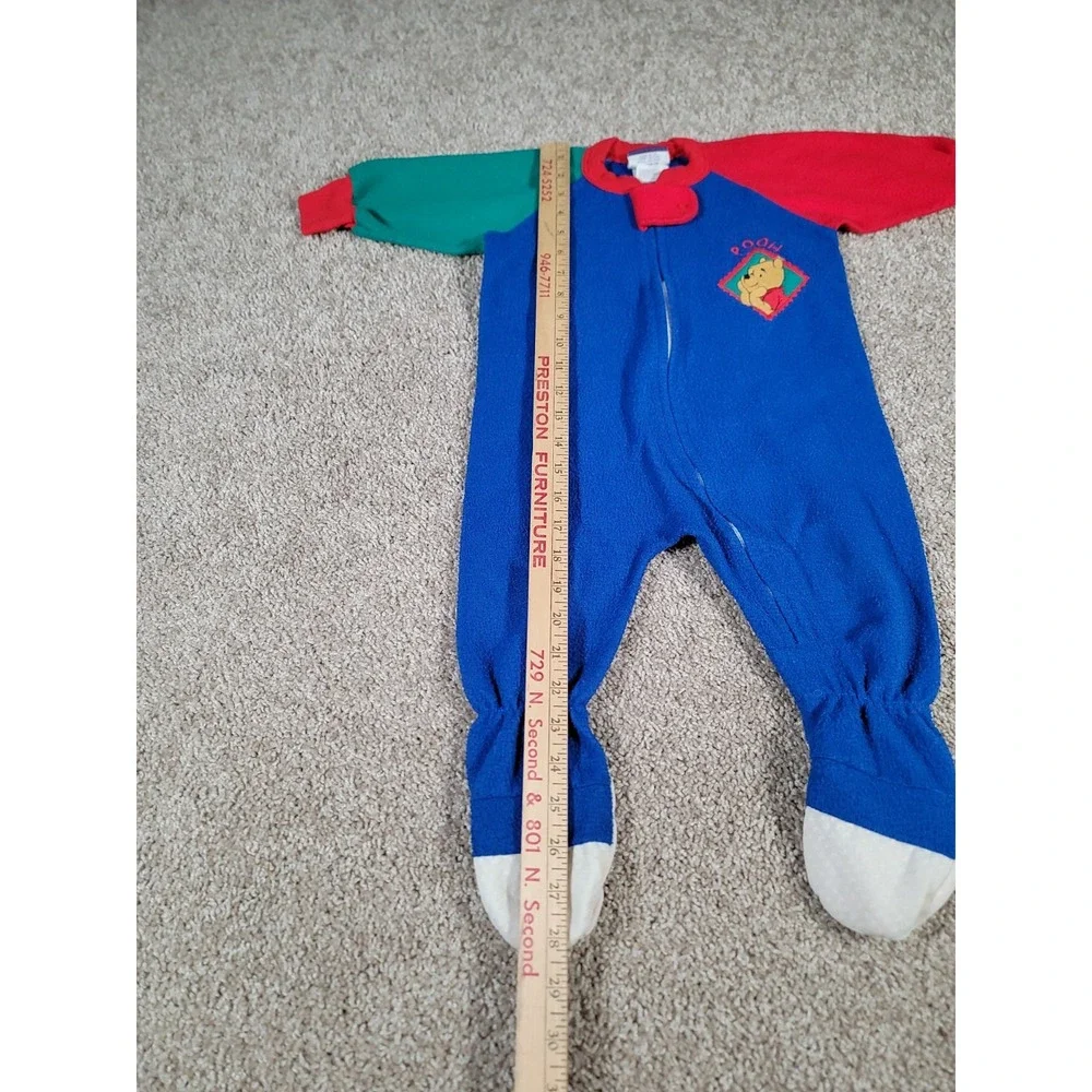 Vintage Winnie The Pooh Sleeper Footed Pajama Full Zip 18 Months Blue 90s Disney